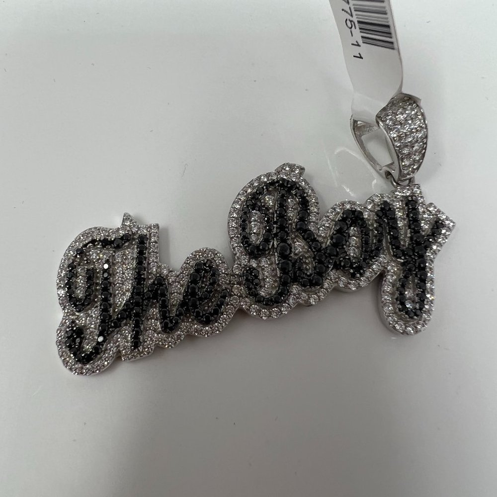 "THE BOY" SILVER CHARM W STONES